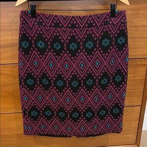 Geometric Patterned Skirt - Black and Pink